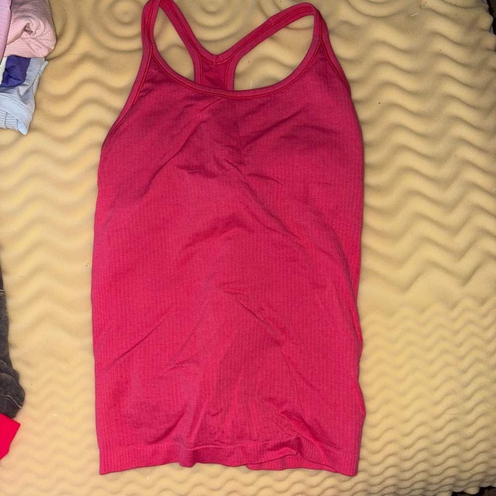 Lululemon Athletica Fitted Red Pink Tank Top